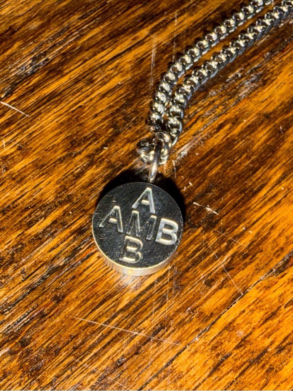 AMBUSH Design Silver Round “AMB” Pendant Chain Necklace 2019